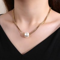 shoppinggo/ショッピングゴー shoppinggo パールネックレス チョーカー フェイクパール ボリューム アクセサリー おしゃれ デイリー カジュアル 調節できる/507734644