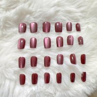 shoppinggo/ショッピングゴー shoppinggo ネイルチップ ショート シンプル ワインレッド つけ爪 ネイルアート アートチップ デコチップ オーバル ウエディン 【/507734648