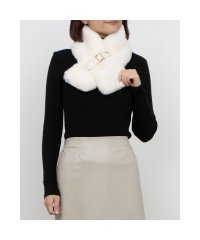 FURLA/ FakeFur Muffler ファーマフラー ベルト差し込み ファーティペット ロゴプレート付 フェイクファー/506865686