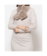 FURLA/ FakeFur Muffler ファーマフラー ベルト差し込み ファーティペット ロゴプレート付 フェイクファー/506865686