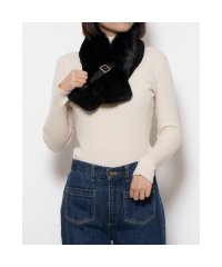 FURLA/ FakeFur Muffler ファーマフラー ベルト差し込み ファーティペット ロゴプレート付 フェイクファー/506865686