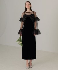 Leja/レジャ Leja 2WAYフロントリボンビスチェチュールベロアIラインドレスワンピース美脚効果結婚式 パーティードレス 成人式 20代 30代 40代/507736988