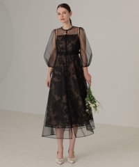 Leja/レジャ Leja チュールパイピングリーフベルトAラインドレスワンピース美脚効果結婚式 パーティードレス 成人式 20代 30代 40代/507737699