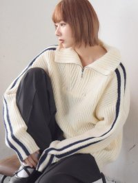 RETRO GIRL/レトロガール RETRO GIRL 袖ラインハーフジップニット/507739469
