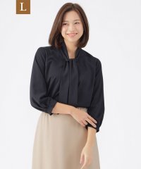 TRANS WORK(L)/【L】【ウォッシャブル】【セットアップ対応】ストレッチドビーボウタイブラウス/507734729