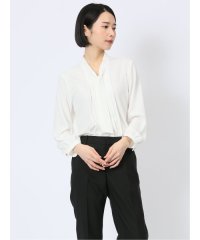 m.f.editorial/エムエフエディトリアル m.f.editorial ピンタックボウタイ 8分袖プルオーバーブラウス/507741521