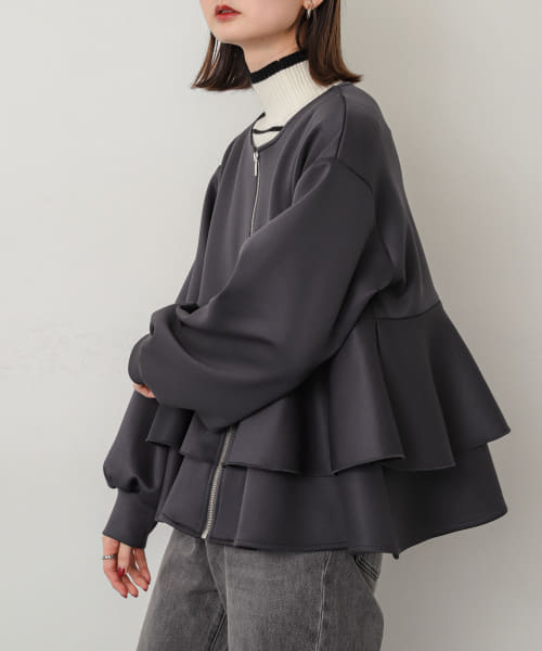 セール 50%OFF】フリルペプラムジップカーディガン(507741655