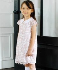 BeBe/【日本製】フラワーレース襟付きAラインワンピース(90~130cm)/507724868