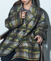 MAISON BREEZE reveur/メゾンブリーズレヴール MAISON BREEZE reveur シャギー チェック チュール レイヤード ハーフコート アウター trctrcー224025/507742937