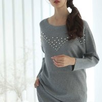 Sawa a la mode/サワアラモード Sawa a la mode パールやビジュー輝くドルマンニットチュニック/507743385