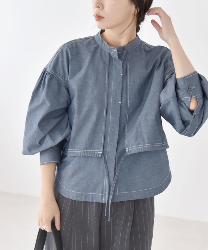 セール 30%OFF】『UR TECH』ボイルギャザーフレンチブラウス