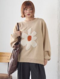 RETRO GIRL/レトロガール RETRO GIRL ループ刺繍フラワーニット/507743808