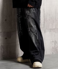 1111clothing/ワンフォークロージング 1111clothing クラッシュアート ワイドデニムパンツ/507743919