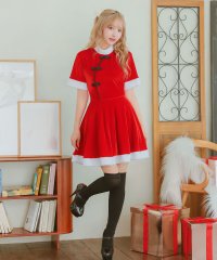 Tika/ティカ Tika サンタコス 2点set チャイナデザインフレアスカートガーリーサンタツインコスプレ [ワンピース＋ポンポン]/507743972