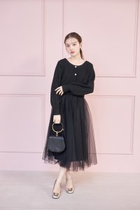 tocco closet/トッコクローゼット tocco closet フラワー釦ショート丈ニットカーディガン×チュールフレアスカートSET/507764652