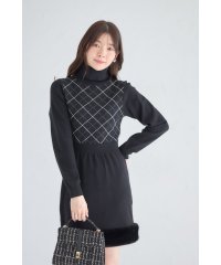 tocco closet/トッコクローゼット tocco closet 裾ファー付きタートルネックジャガードニットワンピース/507764660