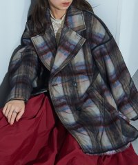 MAISON BREEZE reveur/メゾンブリーズレヴール MAISON BREEZE reveur シャギー チェック チュール レイヤード ハーフコート アウター trctrcー224025/507742937