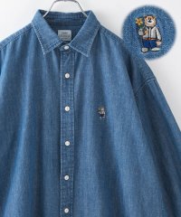 coen/ワンポイントベア刺繍デニムシャツ/507762004