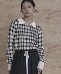 miette/チェック柄フロントジップポロニット/507767405