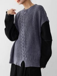 RADIATE/ラディエイト RADIATE デニムスリーブドッキングデザインニット/507771320