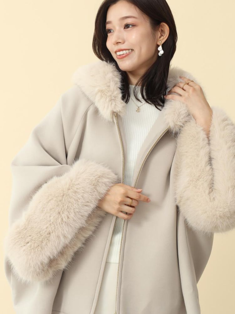 スコットクラブ、ヤマダヤ、FENNEL ファー付きポンチョ・ケープコート FENNELのポンチョ/ケープの商品一覧｜ファッション通販の