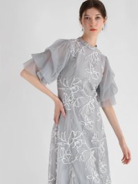 petirobe/プチローブ petirobe フリルスリーブチュール刺繍ドレス/507771866