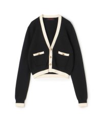 CABaN /コットンカシミヤ バイカラーショートカーディガン/507774059