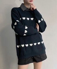 Jewelobe/ジュエローブ Jewelobe ハートボーダールーズニットプルオーバー/507774274