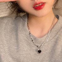 Diamond Hearts/ダイヤモンドハーツ Diamond Hearts ブラックハート デザインチェーンネックレス/507774385