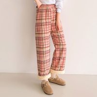 REAL STYLE/リアルスタイル REAL STYLE ワイドパンツ レディース 秋 冬 裏起毛 裏ボア チェック柄 ボトムス 暖かい あったか 防寒 ウエストゴム ゆったり 可/507774443