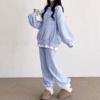 REAL STYLE/リアルスタイル REAL STYLE セットアップ レディース 秋 冬 裏起毛 パーカー ジョガーパンツ 大きいサイズ 大きめ 長袖 上下 暖かい 部屋着 ルー/507774445