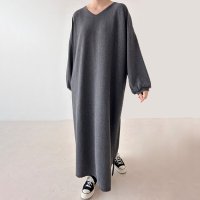 REAL STYLE/リアルスタイル REAL STYLE ワンピース レディース 秋冬 長袖 薄手 Vネック ロング マキシ ゆったり 大きいサイズ 大きめ 体型カバー 可愛い お/507774456