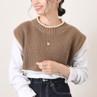 REAL STYLE/リアルスタイル REAL STYLE ベスト レディース 秋冬 ショート丈 ニット 厚手 おしゃれ かわいい リボン 重ね着 レイヤード トップス セーター 着/507774462