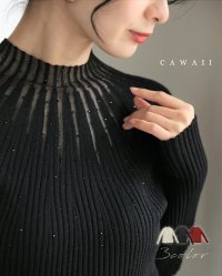 CAWAII/カワイイ CAWAII 長袖Ver. 光の粒が降り注ぐ 流線ラインリブニット/507776447