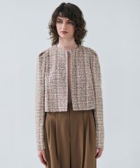BEIGE，/TEASEL / ノーカラーツイードショートジャケット/507776641