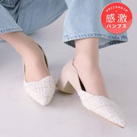 VIVIAN/ヴィヴィアン VIVIAN ポインテッドトゥ異素材フラワーカット4cmヒール感激パンプス/507777192