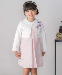 BeBe Petits Pois Vert/【店舗限定】ファンシーヤーンジャケット＋格子柄ジャンパースカート セット(110/507721463