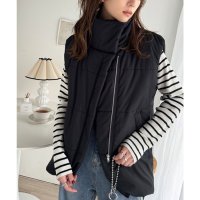 Classical Elf/クラシカルエルフ Classical Elf おしゃれ偏差値をUP。裾ドロストスタンドネック中綿ダウンベスト/507778779
