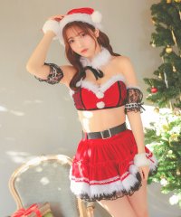 Tika/ティカ Tika サンタコス 7点set へそ出しオフショルセパレートボリュームフリルフレアスカートサンタコスプレ/507779894