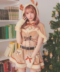 Tika/ティカ Tika サンタコス 5点set ケープ付きへそ出しセパレートフレアスカートラブリートナカイアニマルサンタコスプレ/507779898