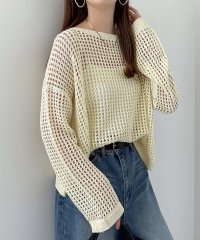 and　Me.../アンドミー andme リネンライク メッシュ ニット トップス/506082618