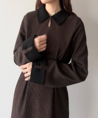 JUNOAH/ジュノア JUNOAH バイカラーコーデュロイタイトワンピース/507554386