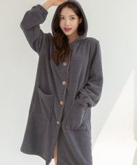 TeddyShop/テディショップ Teddyshop レディース 長袖フード前開きもこもこルームウェアワンピース/ミディ丈/507780889