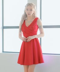 Tika/ティカ Tika キャバドレス ノースリーブVネック刺繍ワンカラーフレアミニドレス (Sサイズ～XXXXLサイズ)/507782019