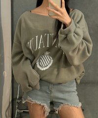 VIVIDLADY/ビビッドレディ VIVIDLADY 裏起毛 スウェット 長袖 プルオーバー トレーナー オーバーサイズ 首元広め ロングカットソー 韓国ファッション ロングTシ/507783621