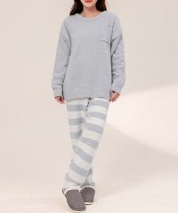 TeddyShop/テディショップ Teddyshop レディース 長袖モコモコ淡色ボーダーハイウエストルームウェア 上下2点セット/507783492