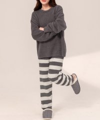 TeddyShop/テディショップ Teddyshop レディース 長袖モコモコ淡色ボーダーハイウエストルームウェア 上下2点セット/507783492