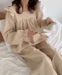 TeddyShop/テディショップ Teddyshop レディース 長袖レトロガーリッシュチェックフリルルームウェア 上下2点セット/507783494