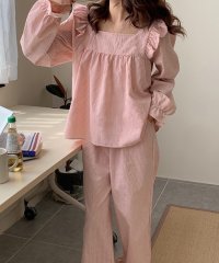 TeddyShop/テディショップ Teddyshop レディース 長袖レトロガーリッシュチェックフリルルームウェア 上下2点セット/507783494