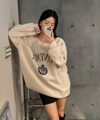 VIVIDLADY/ビビッドレディ VIVIDLADY 裏起毛 スウェット 長袖 プルオーバー トレーナー オーバーサイズ 首元広め ロングカットソー 韓国ファッション ロングTシ/507783621
